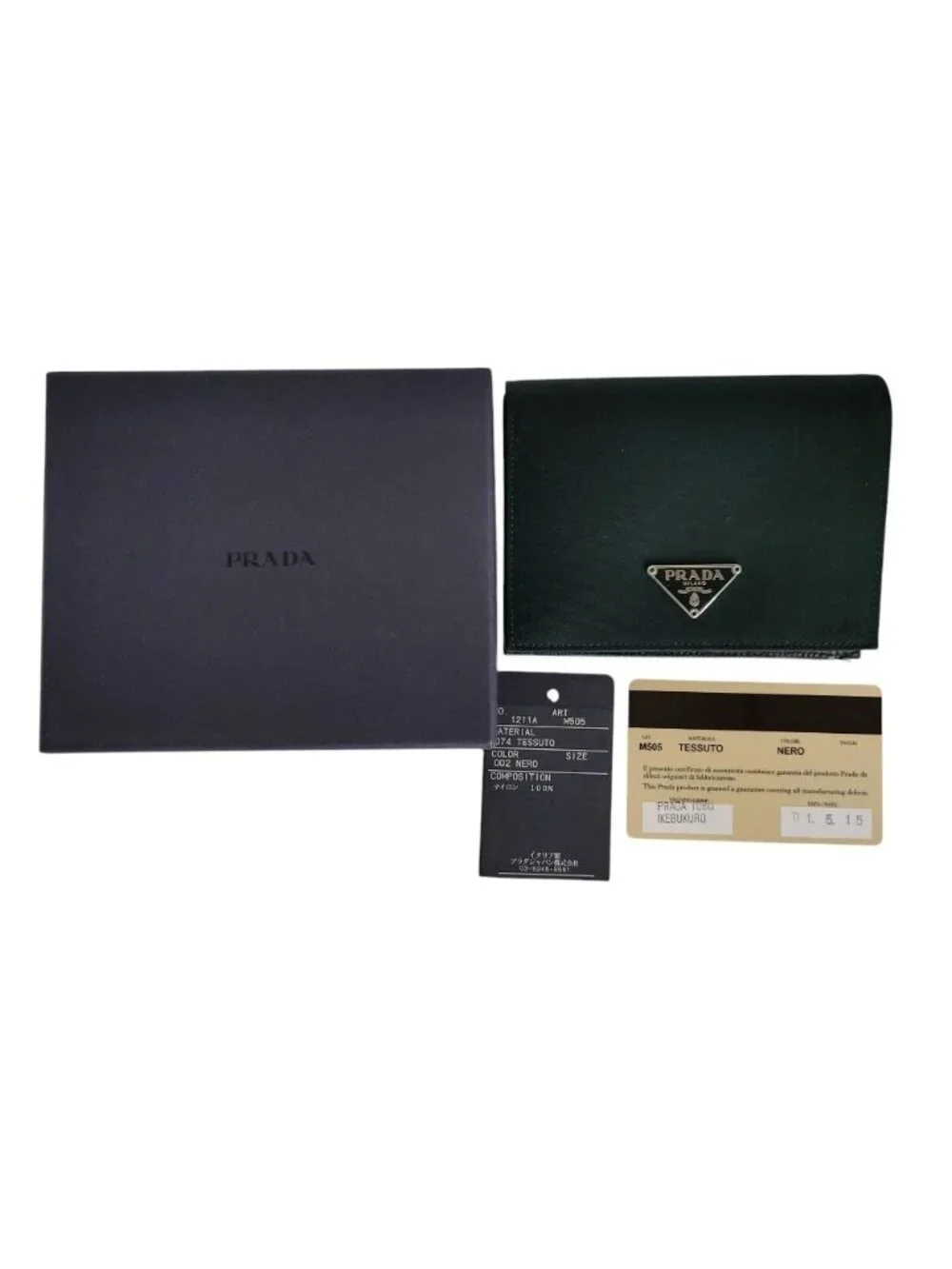 Prada Nylon Saffiano Leather Compact Wallet Bifold Black